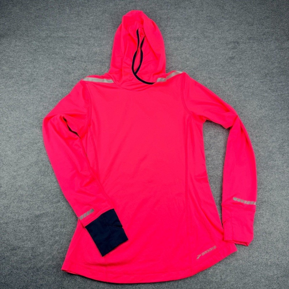 Brooks Womens Equilibrium Running Hoodie Neon Pink Long Sleeve 220786 Small